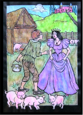 The Swineherd; Watercolor Pencils and Gel Pens